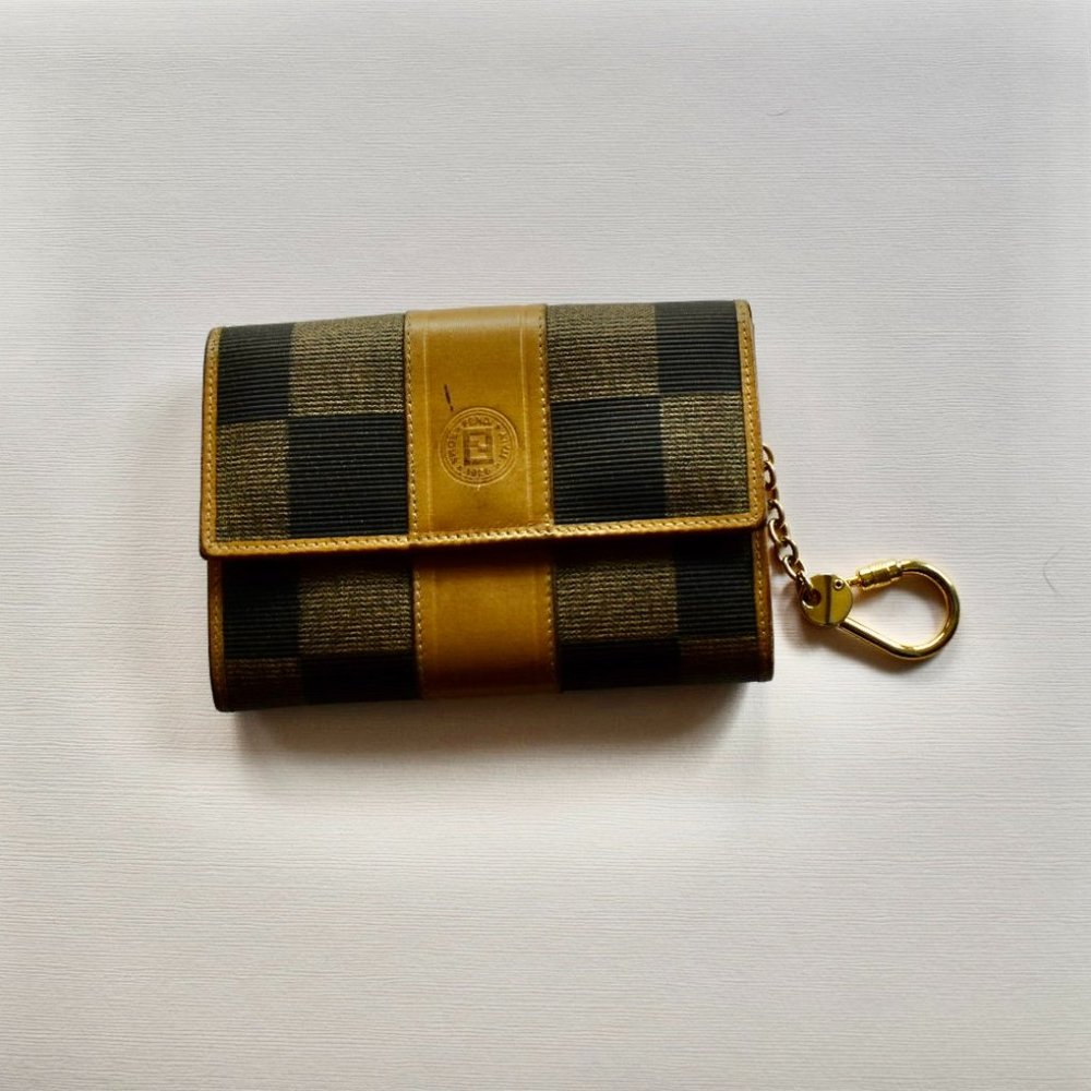 FENDI Vintage Check Print Keychain Change Purse